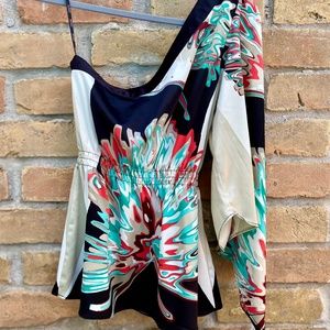 XOXO One Shoulder Puffy Sleeve Designer Top